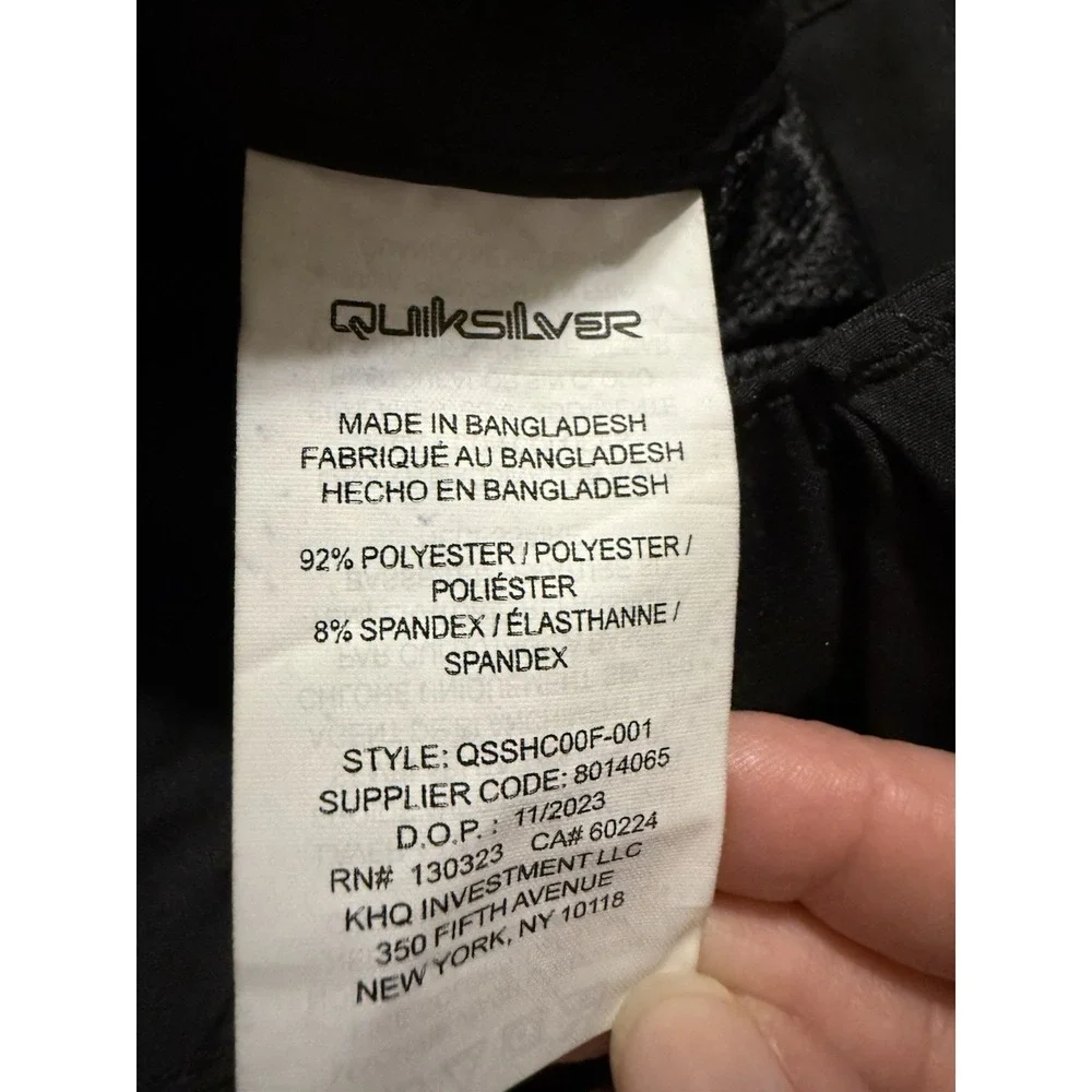 Quicksilver Black Youth Chino Athletic Classic Hybrid Shorts Size 18 New